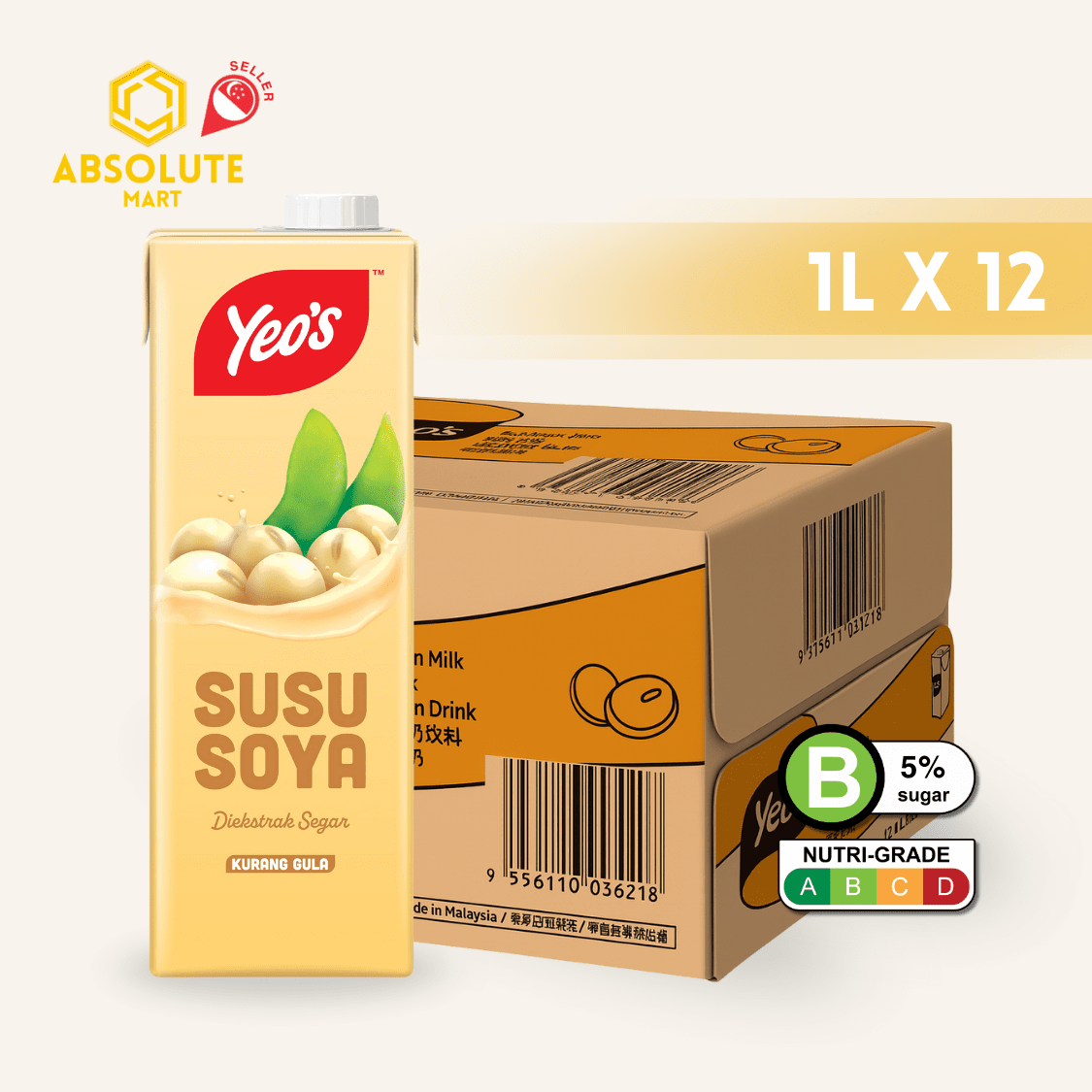 YEO'S Asian Drink Soya Bean 12 X 1L (TETRA) - ABSOLUTE MARTYEO'S Asian Drink Soya Bean 12 X 1L (TETRA)Asian Drinks
