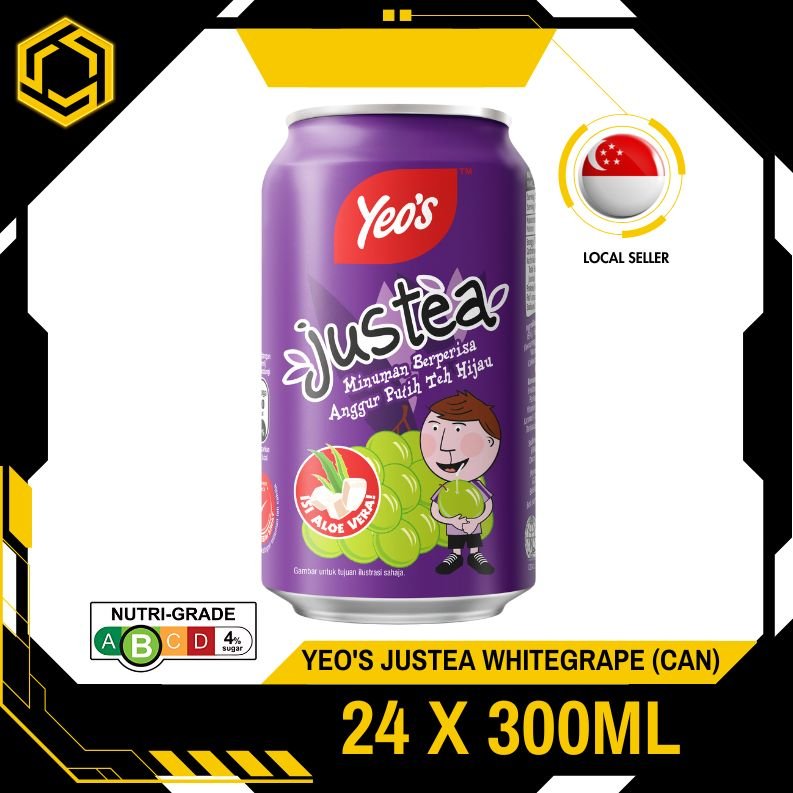 YEO'S JusTea Whitegrape 300ML X 24 (CAN) - ABSOLUTE MARTYEO'S JusTea Whitegrape 300ML X 24 (CAN)
