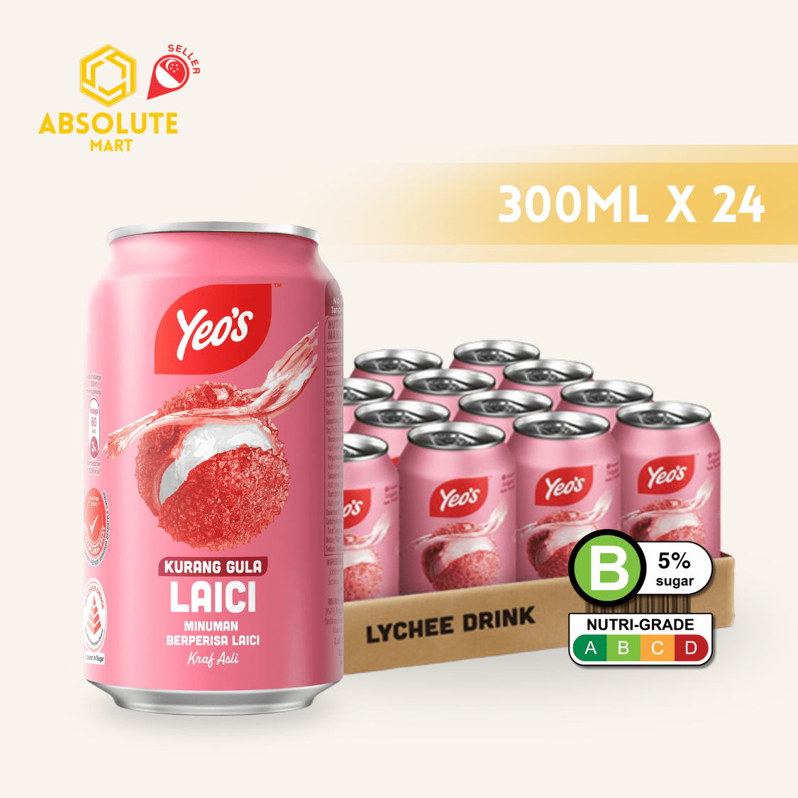 YEO'S Lychee 300ML X 24 (CAN) - ABSOLUTE MARTYEO'S Lychee 300ML X 24 (CAN)Fruit Drinks