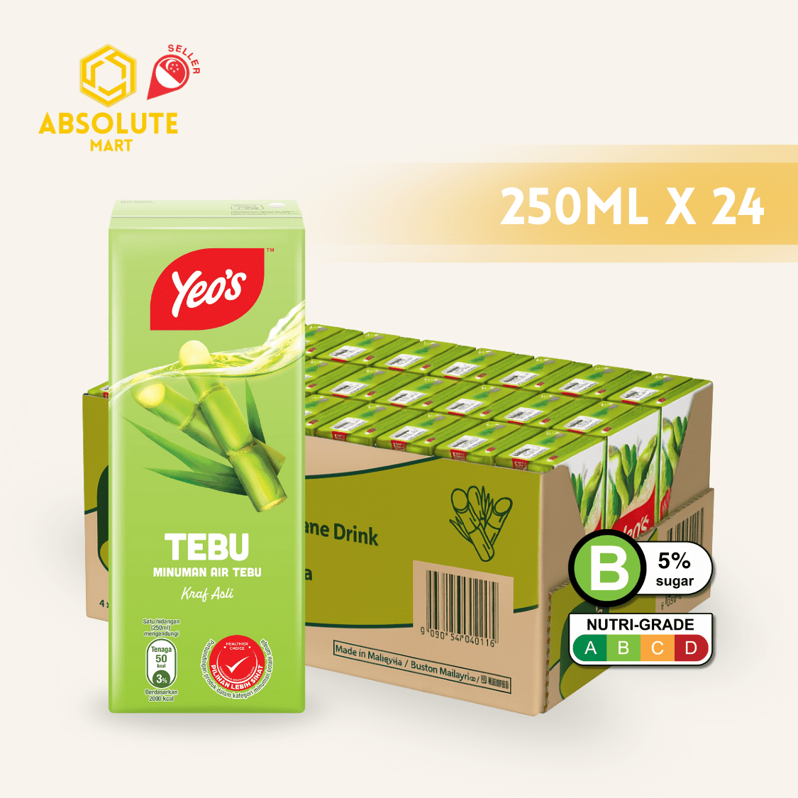 YEO'S Sugar Cane 250ML X 24 (TETRA) - ABSOLUTE MARTYEO'S Sugar Cane 250ML X 24 (TETRA)Asian Drinks