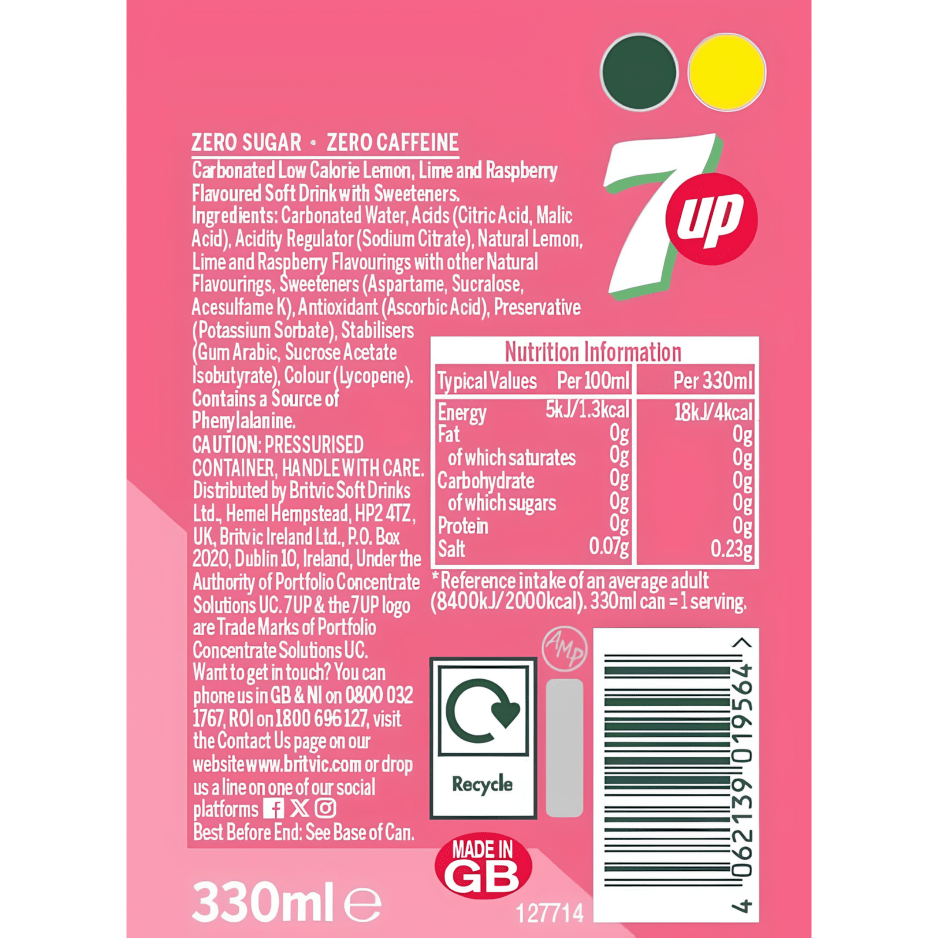 7UP Pink Lemonade Zero 330ML X 24 (CAN) - ABSOLUTE MART7UP Pink Lemonade Zero 330ML X 24 (CAN)Cola & Classic Sodas