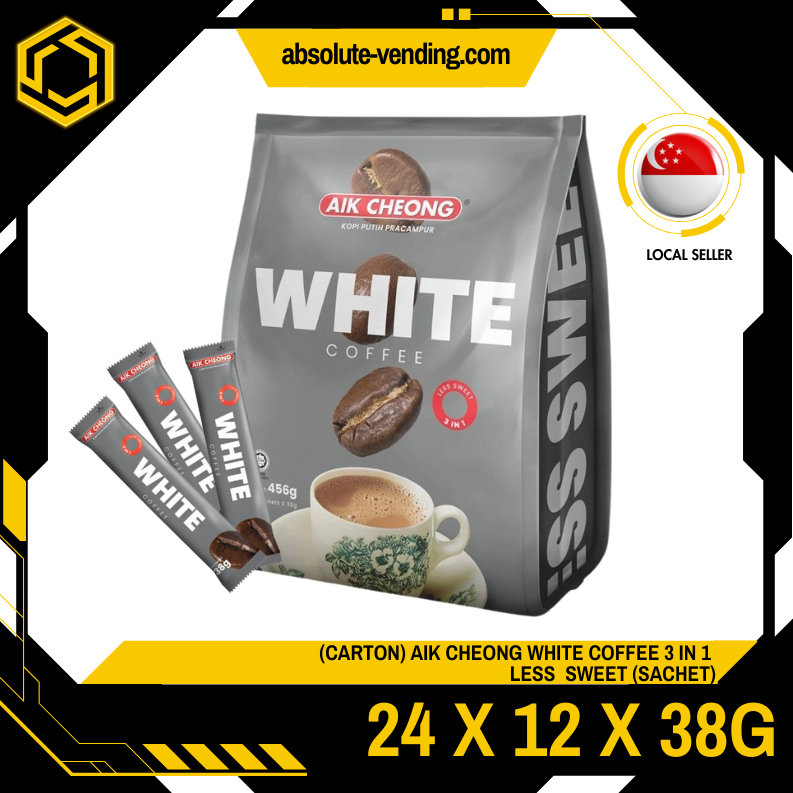 [CARTON] AIK CHEONG White Coffee 3-IN-1 Less Sweet 24 X 12 X 38G (SACHET)