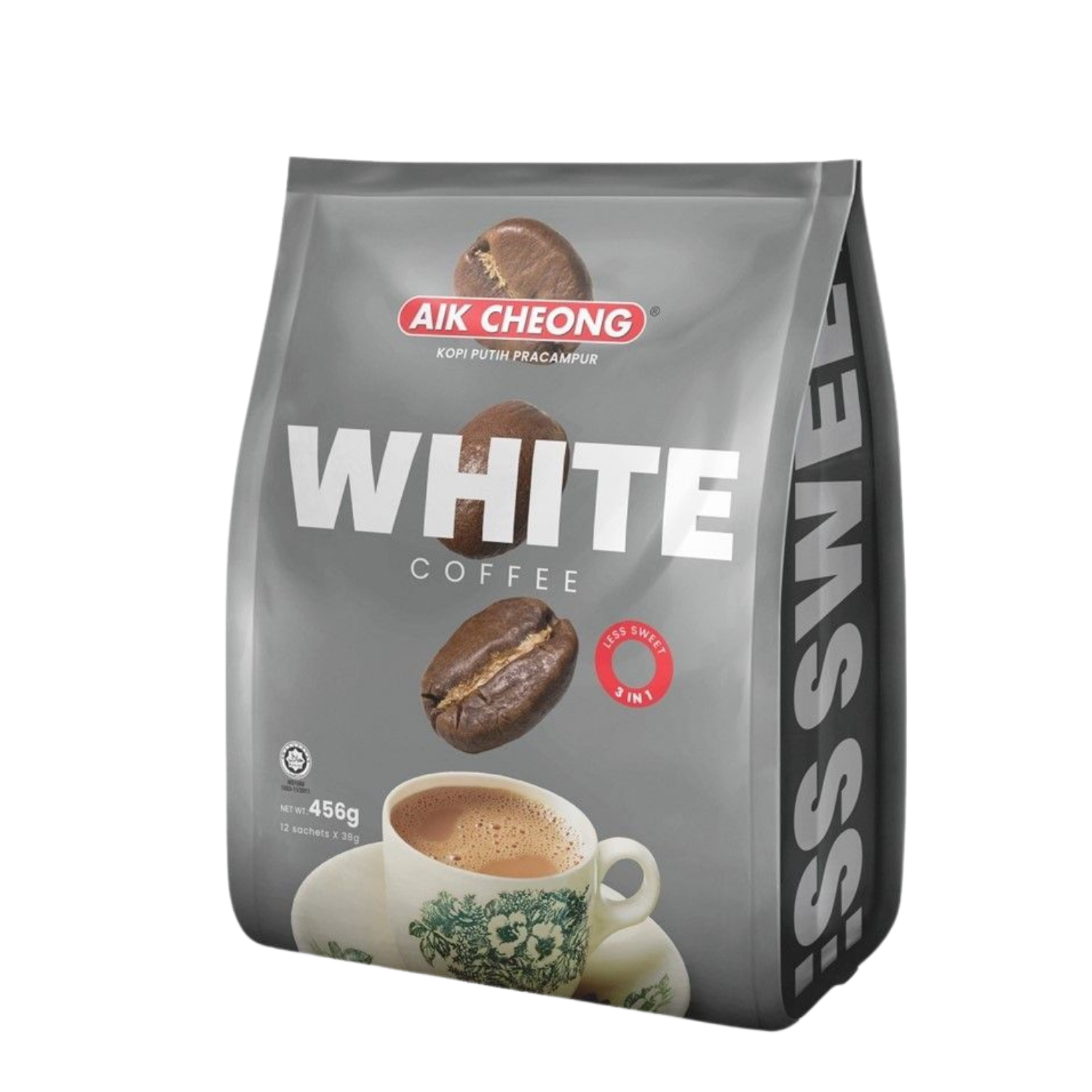 [TRIPLE PACK] AIK CHEONG White Coffee 3-IN-1 Less Sweet 3 X 12 X 38G (SACHET)