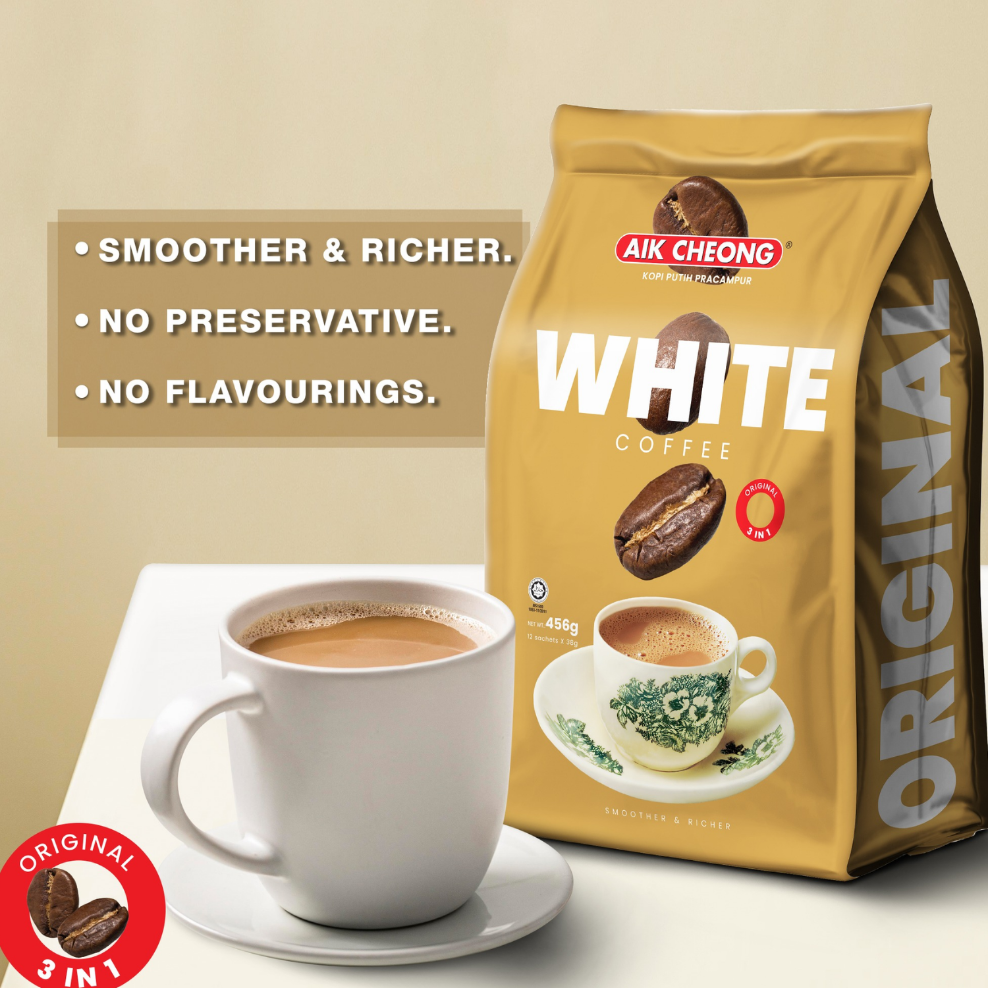 [CARTON] AIK CHEONG White Coffee 3-IN-1 Original 24 X 12 X 38G (SACHET)