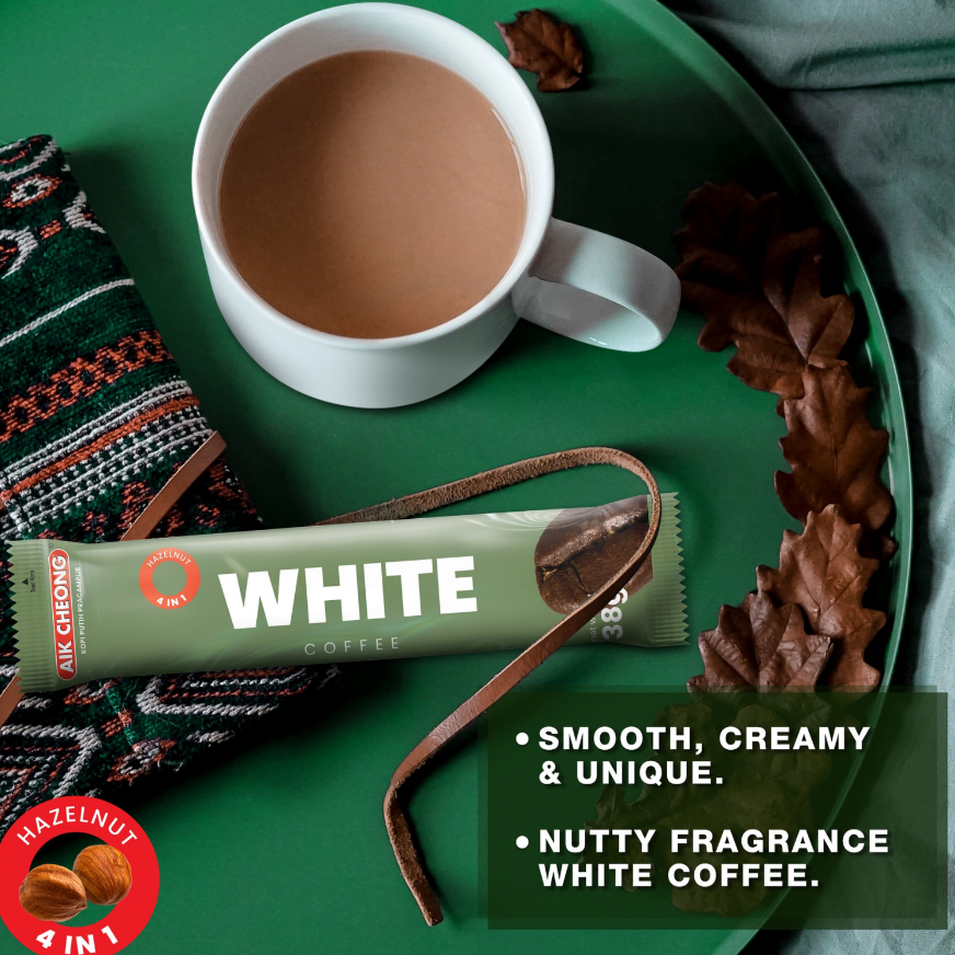 [TRIPLE PACK] AIK CHEONG White Coffee 4-IN-1 Hazelnut 3 X 12 X 38G (SACHET)