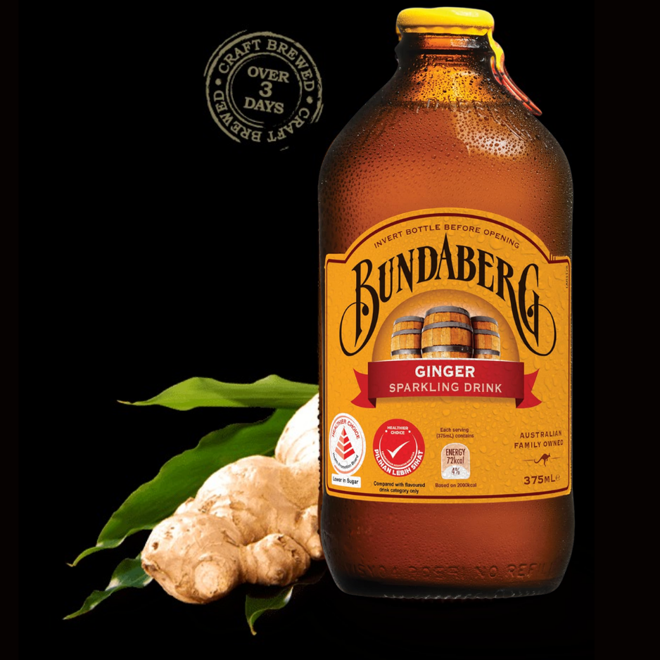 BUNDABERG Ginger Beer 375ML X 24 (GLASS BOTTLE)