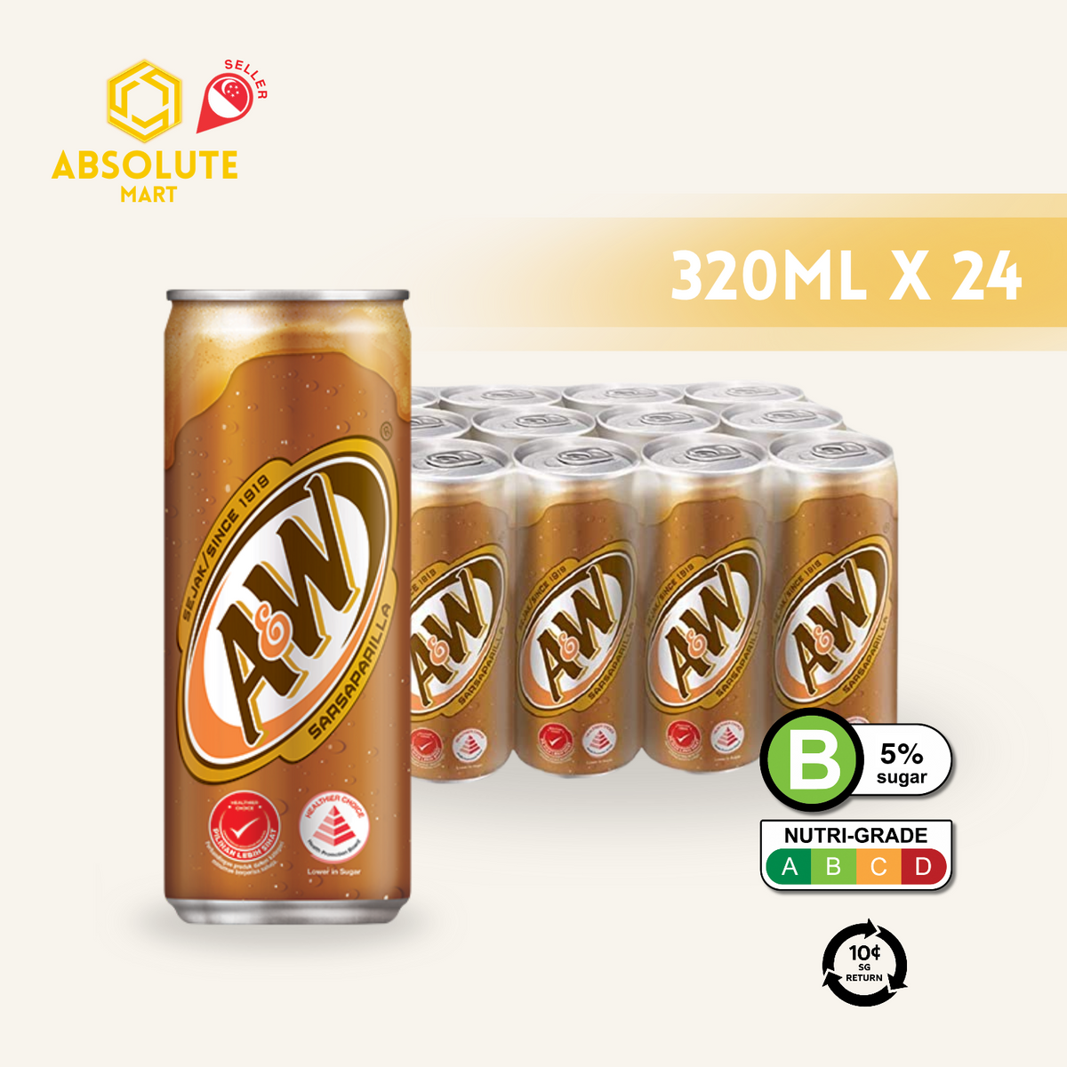 [BCRS] A&W Root Beer (Sarsaparilla) 320ML X 24 (CAN)