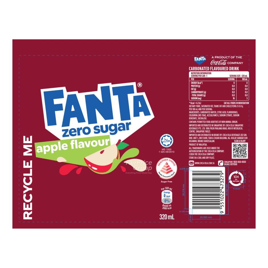 [BCRS] FANTA Apple Zero 320ML X 24 (CAN)