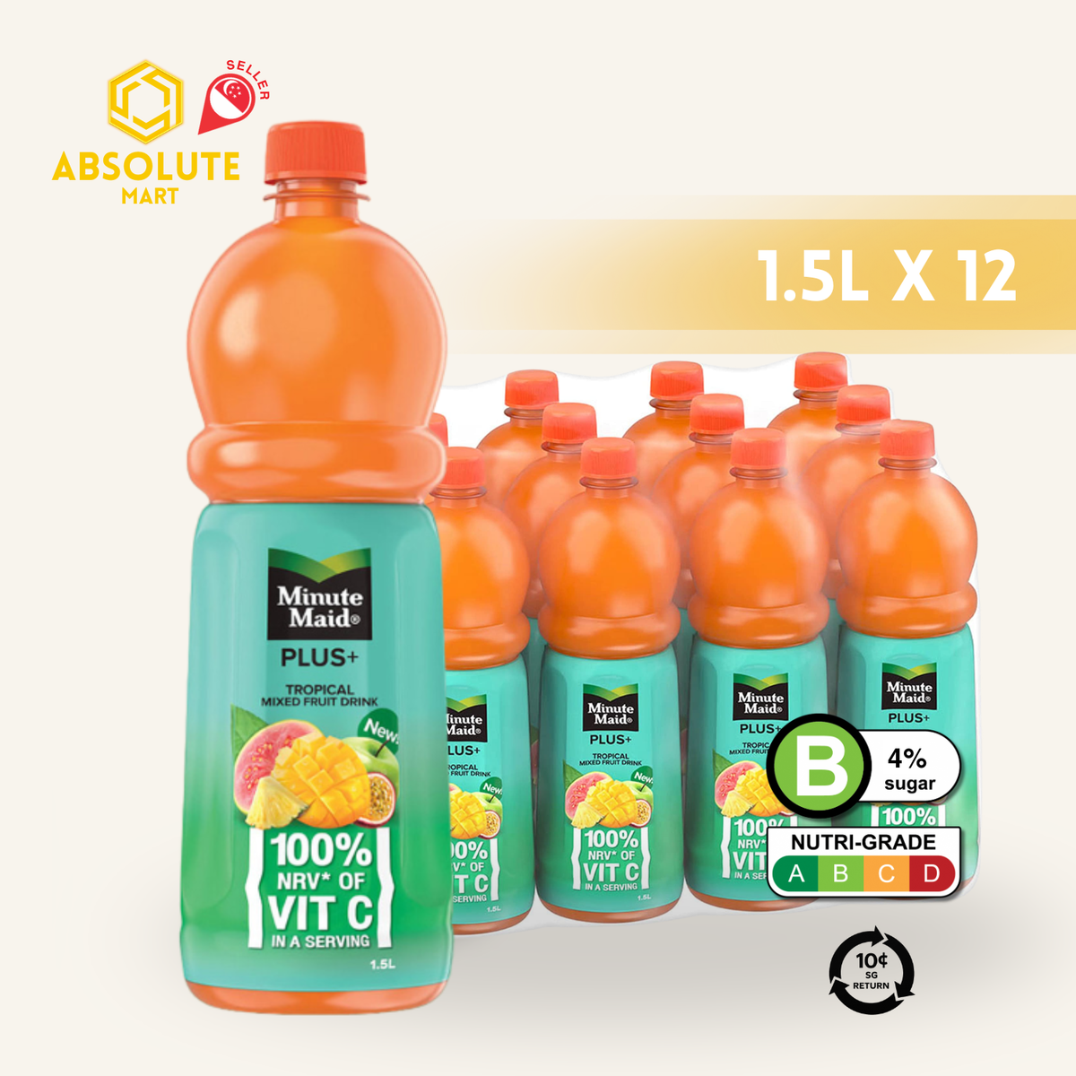 [BCRS] MINUTE MAID PLUS Tropical 1.5L X 12 (BOTTLE)