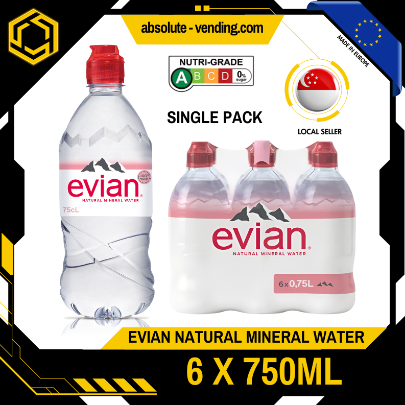 [SINGLE PACK] EVIAN Mineral Water Sportscap 750ML X 6 (BOTTLE)