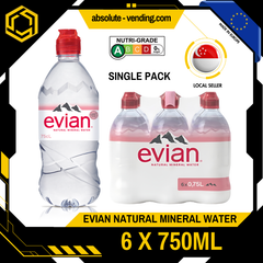 [SINGLE PACK] EVIAN Mineral Water Sportscap 750ML X 6 (BOTTLE)