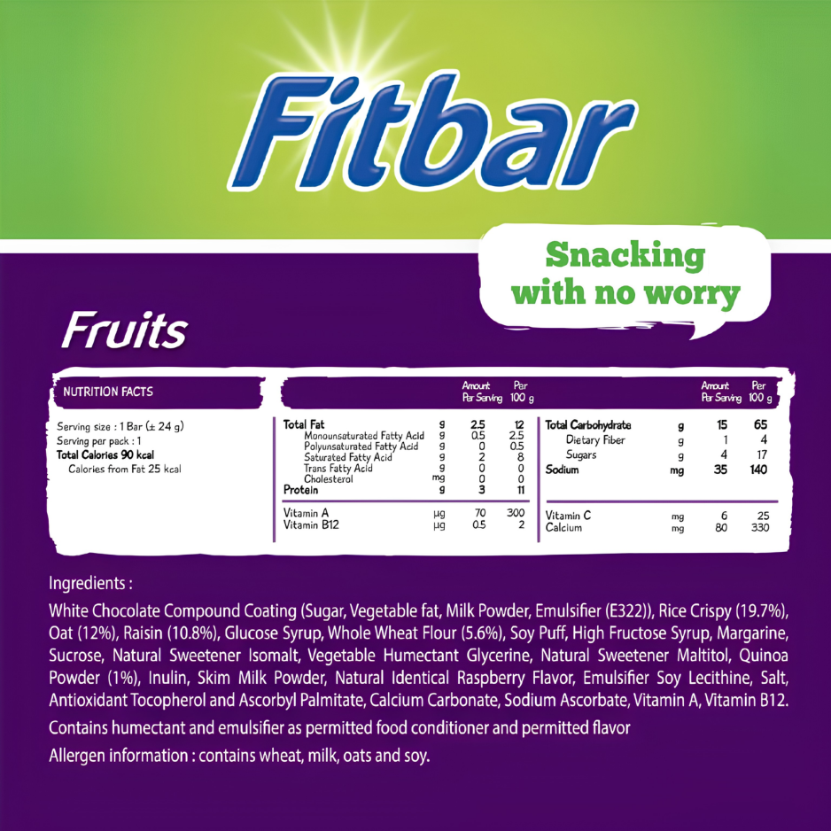 [TWIN PACK] FITBAR Fruits Delight 20G X 12 X 2 (PACK)