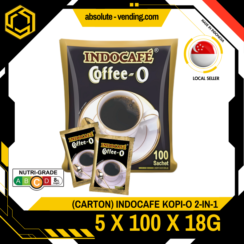 [CARTON] INDOCAFE KOPI O 2IN1 5PACK X 100 X 18G (SACHETS)
