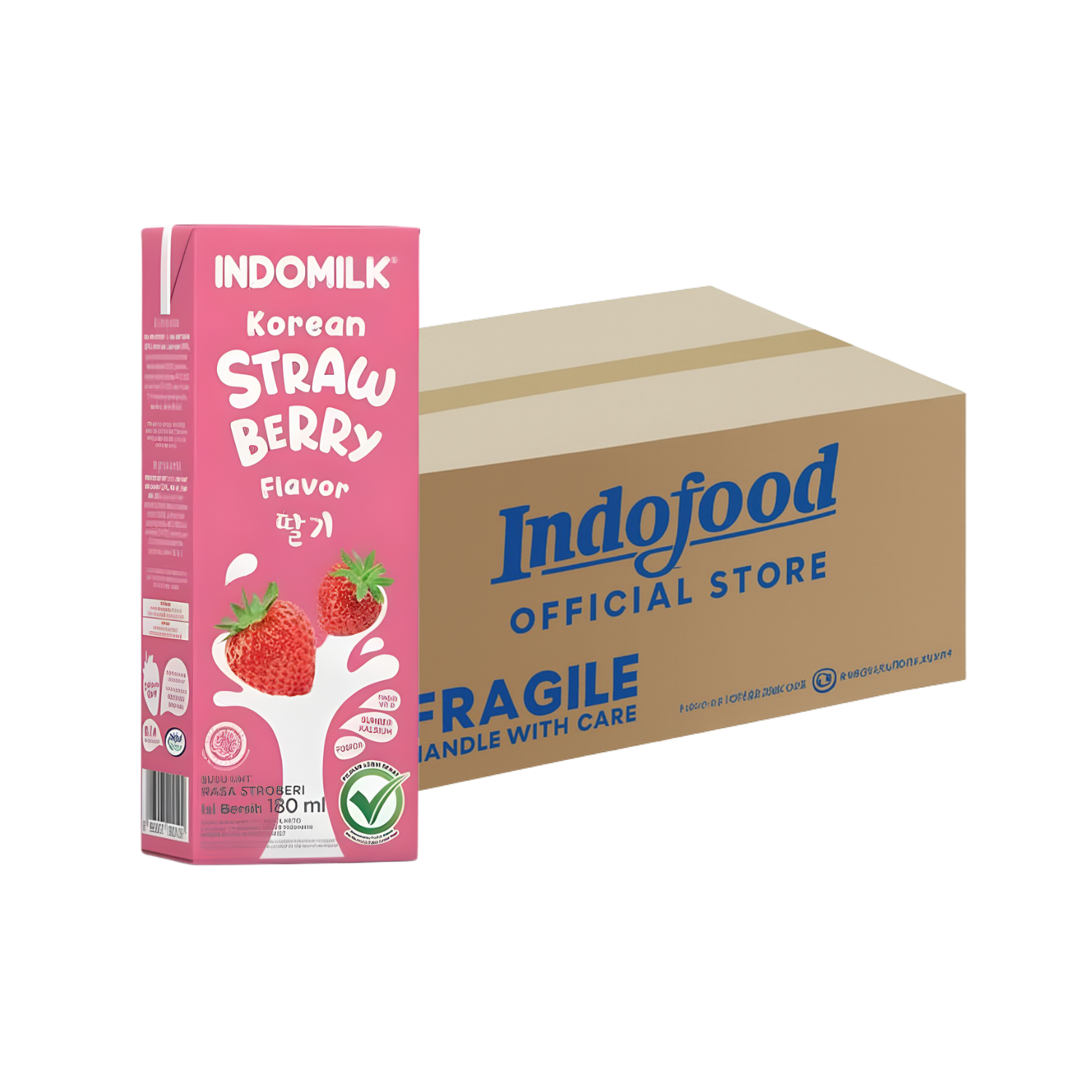 INDOMILK Korean Jeju Strawberry Milk 180ML X 30 (TETRA)