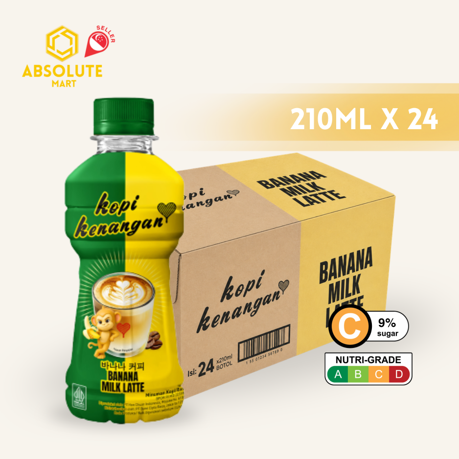 KOPI KENANGAN Banana Milk Latte 210ML X 24 (BOTTLE)