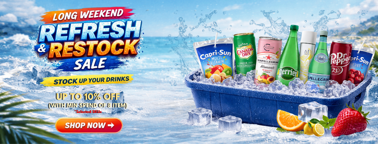Long weekend refresh and restock sale on drinks including Capri Sun, Perrier, San Pellegrino and Dr Pepper.