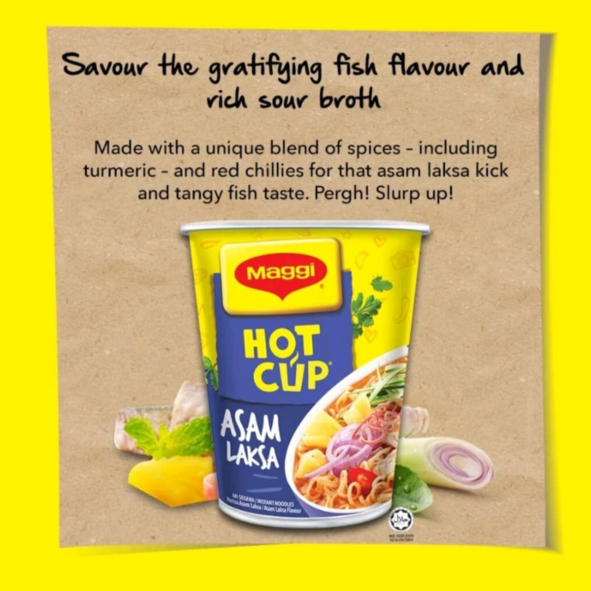 [TRIPLE PACK] MAGGI Asam Laksa HOT CUP Noodles 61G X 6 X 3 (CUPS)