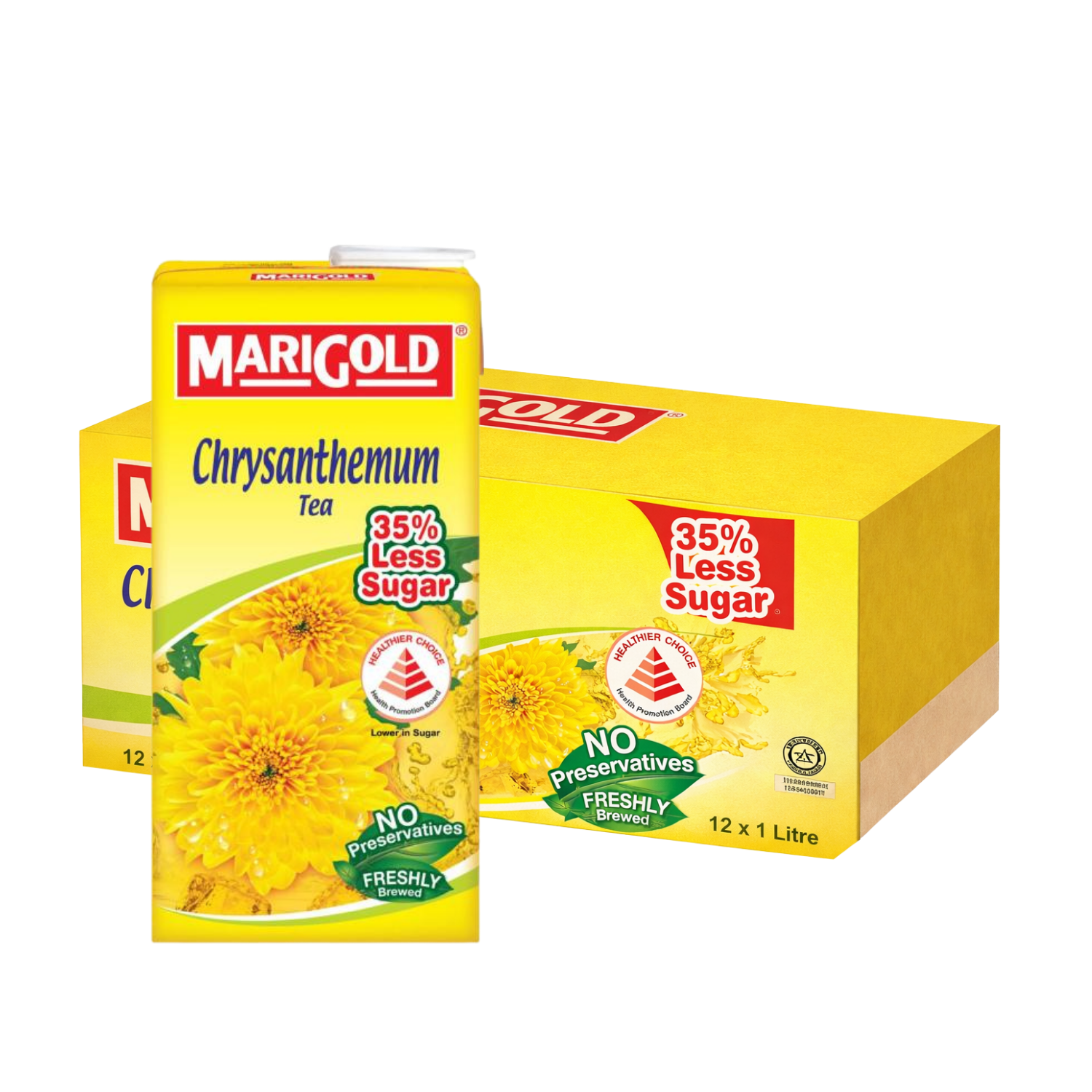 MARIGOLD Asian Drink Chrysanthemum Tea Less Sugar 1L X 12 (TETRA)