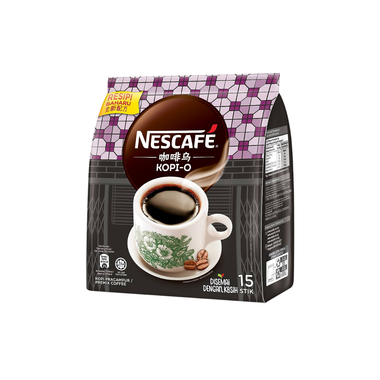 [TRIPLE PACK] NESCAFE KOPI O 2-IN-1 3 PACK X 15 STICKS X 16G (SACHET)