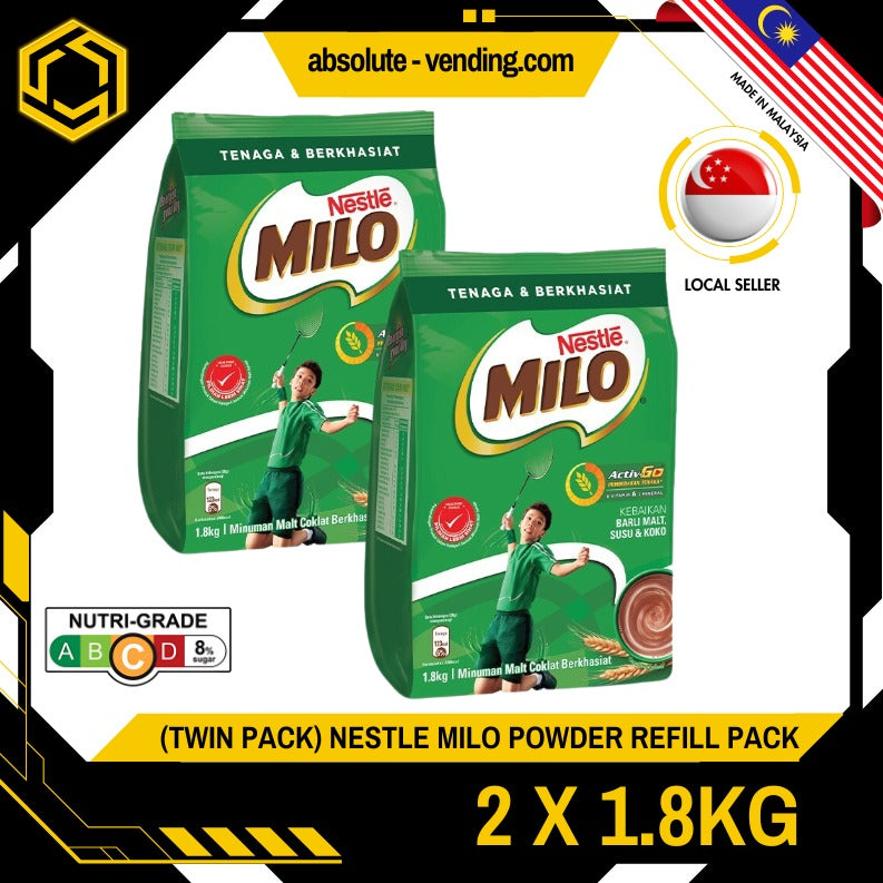[TWIN PACK] NESTLE MILO Powder Refill Pack 1.8KG X 2 (PACKETS)