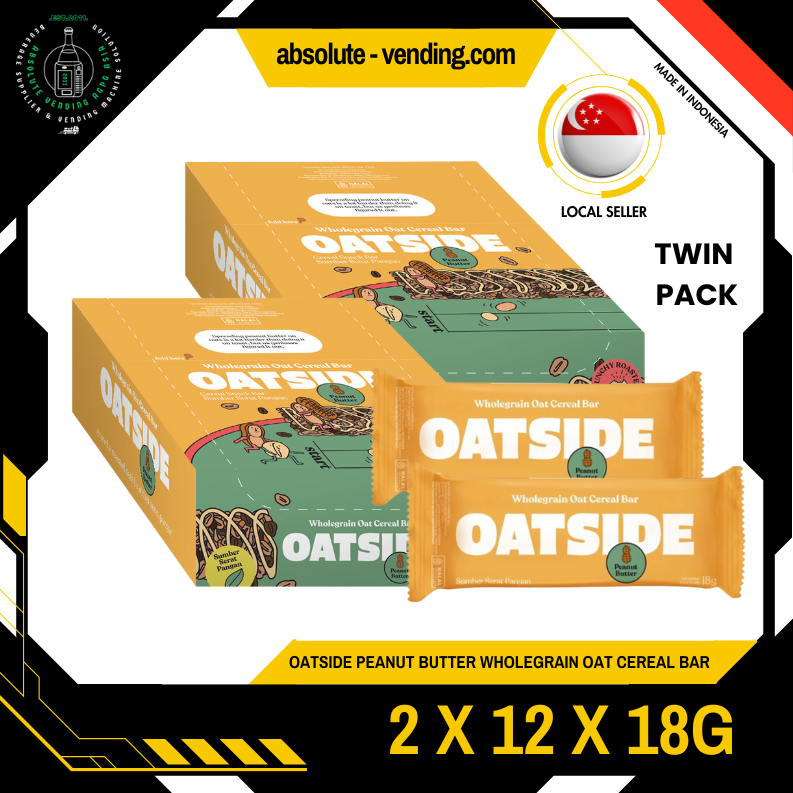 [TWIN PACK] OATSIDE Peanut Butter Wholegrain Oat Cereal Bar 2 Pack X 12 X 18G