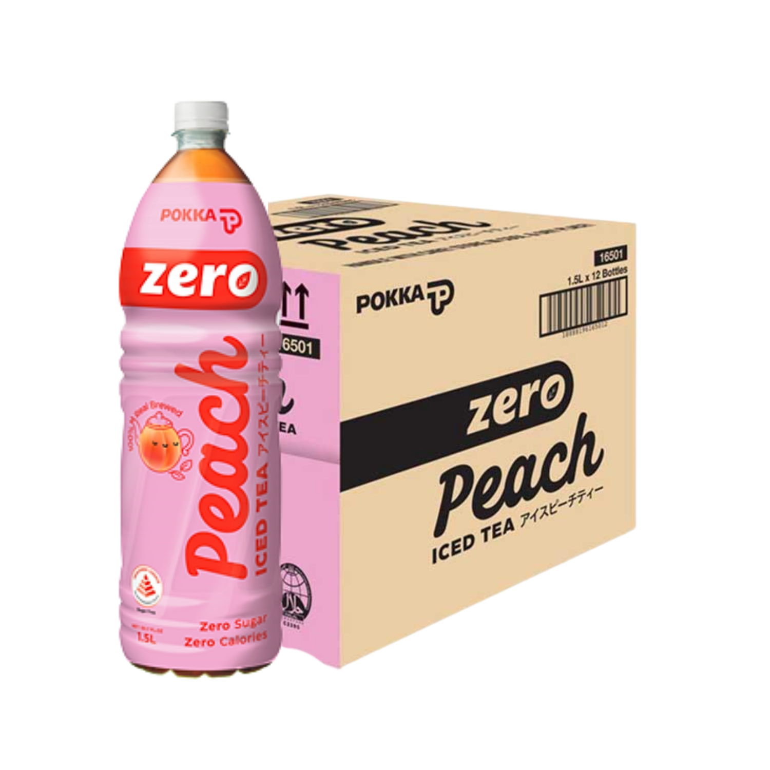 POKKA Ice Peach Tea Zero 1.5L X 12 (BOTTLE)