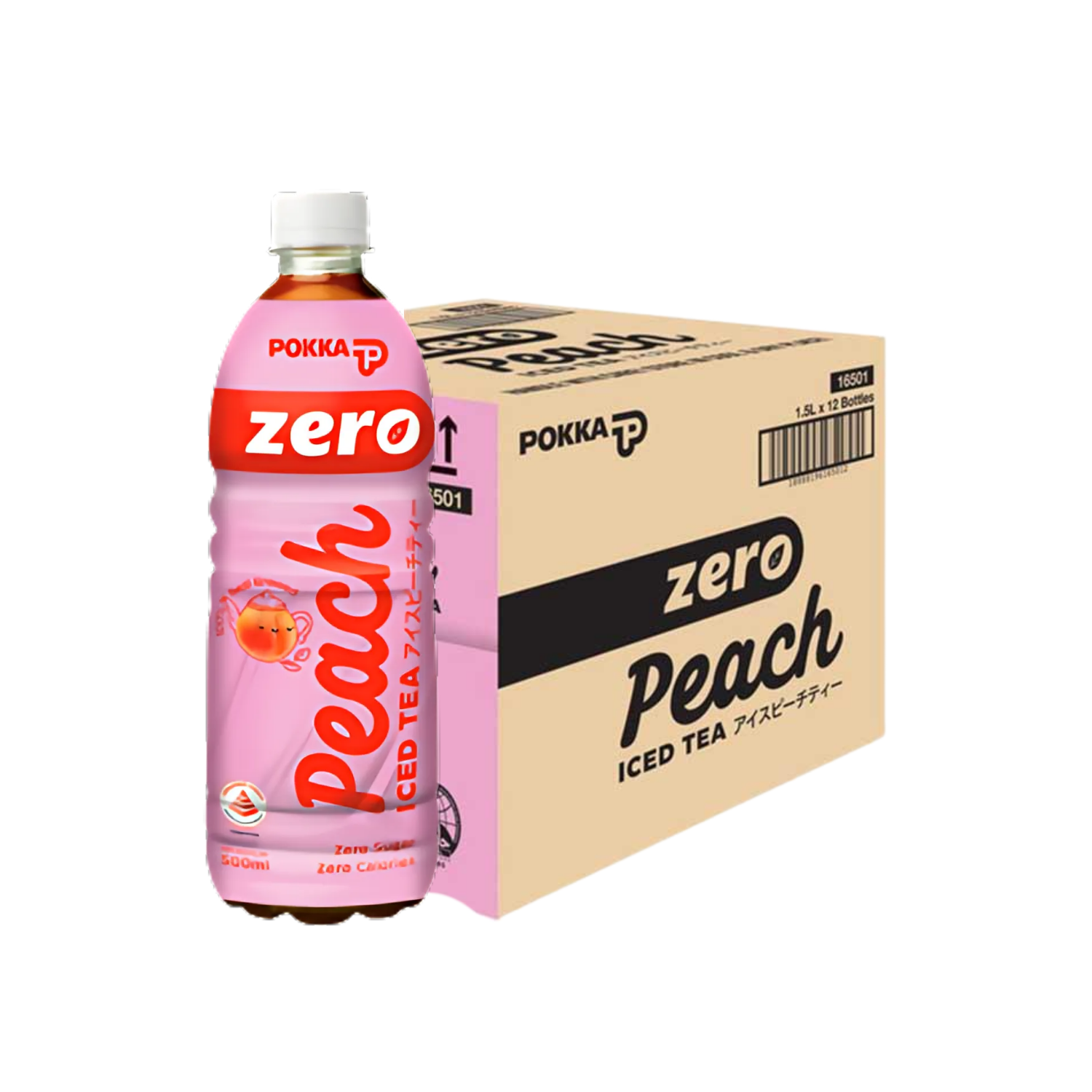 POKKA Ice Peach Tea ZERO 500ML X 24 (BOTTLE)