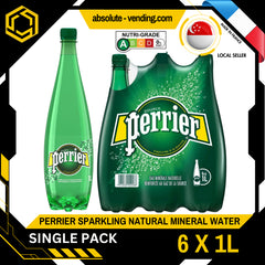 [SINGLE PACK] PERRIER Original Sparkling Mineral Water 1L X 6 (BOTTLE)