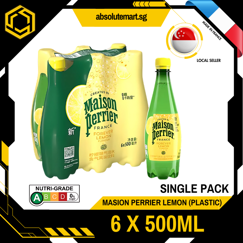 [SINGLE PACK] PERRIER Lemon Sparkling Mineral Water 500ML X 6 (BOTTLE)