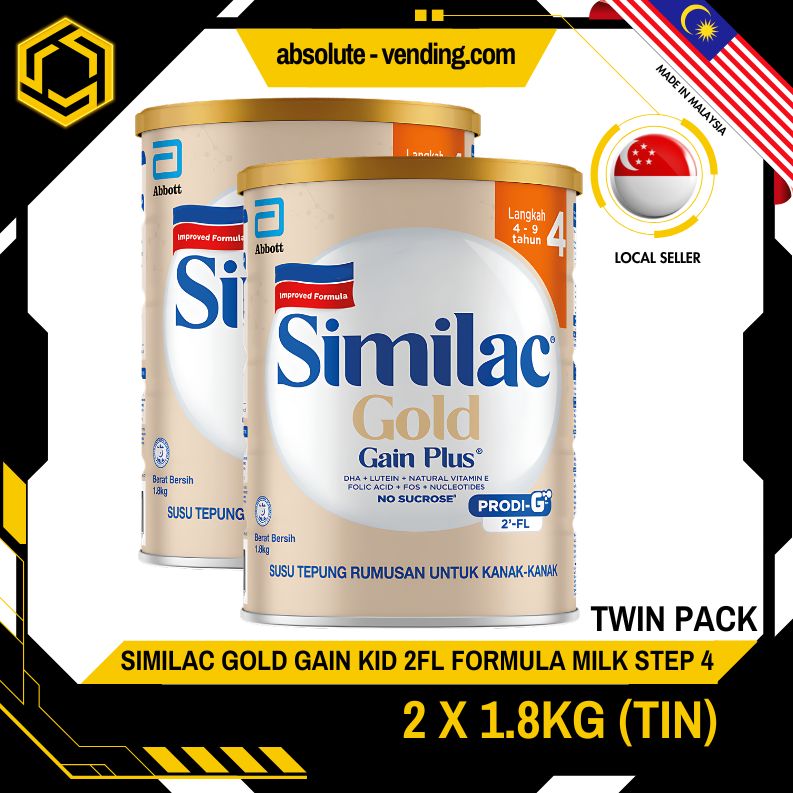 [TWIN PACK] SIMILAC GOLD Gain Kid 2FL Formula Milk Step 4 1.8KG X 2 (TIN)