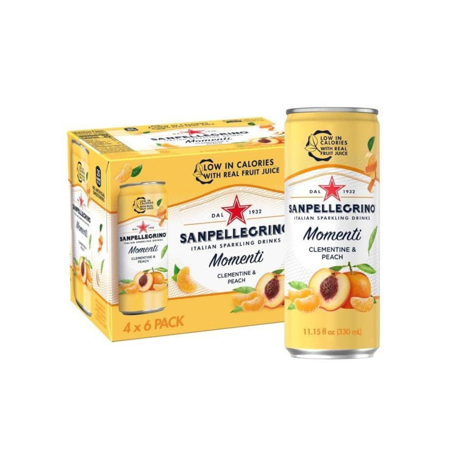 [SINGLE PACK] SAN PELLEGRINO MOMENTI CLEMENTINE & PEACH 330ML X 6 (CAN)