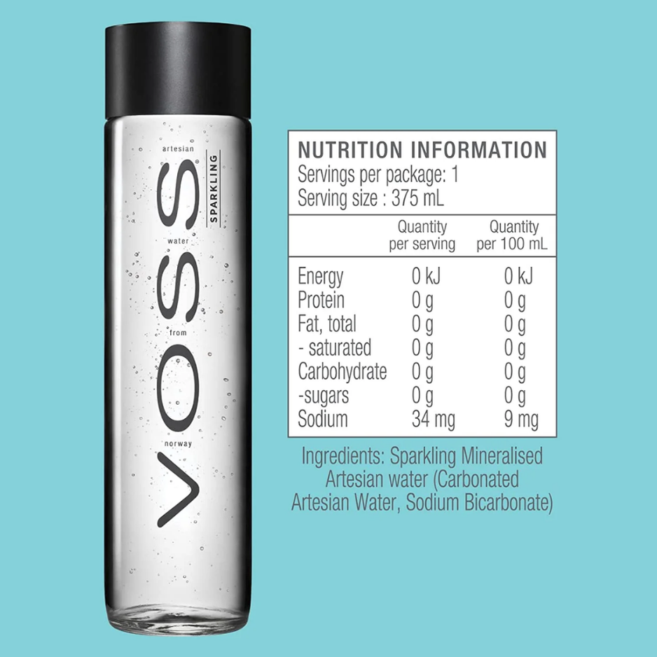 VOSS Artesian Sparkling Mineral Water 375ML X 24 (GLASS)