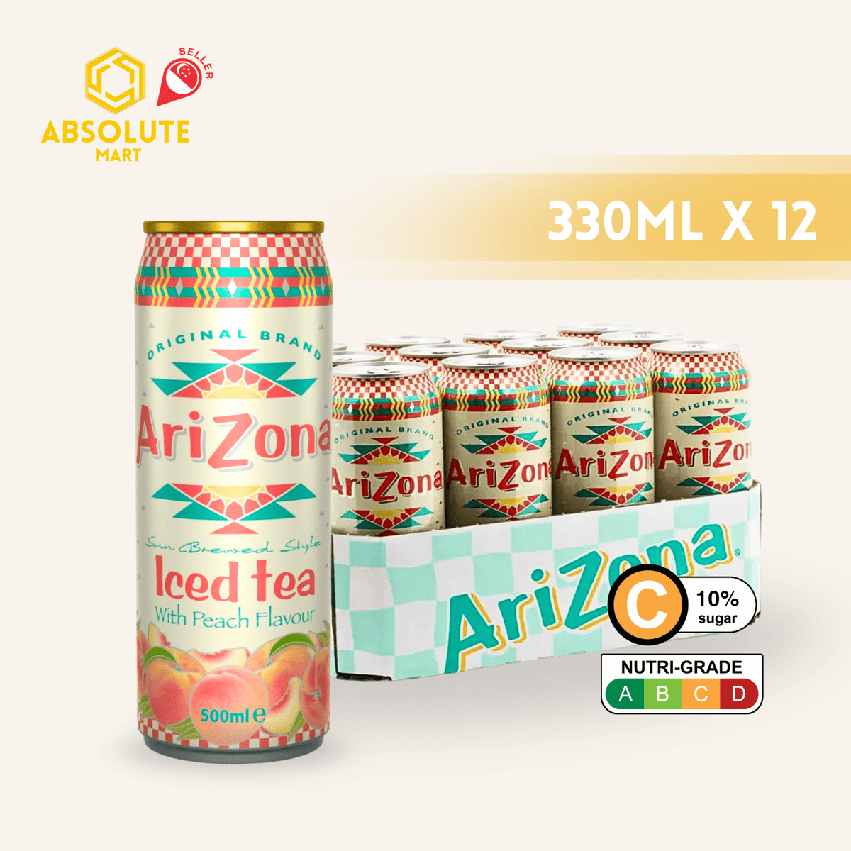 ARIZONA Peach Iced Tea 330ML X 12 (CAN) - ABSOLUTE MARTARIZONA Peach Iced Tea 330ML X 12 (CAN)Flavoured & Milk Tea