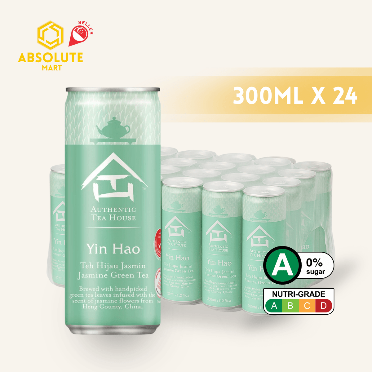 AUTHENTIC TEA HOUSE Yin Hao Green Tea 300ML X 24 (CAN) - ABSOLUTE MARTAUTHENTIC TEA HOUSE Yin Hao Green Tea 300ML X 24 (CAN)Unflavoured Tea