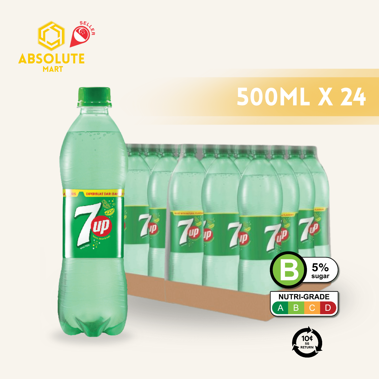 [BCRS] 7UP 500ML X 24 (BOTTLE) - ABSOLUTE MART[BCRS] 7UP 500ML X 24 (BOTTLE)Cola & Classic Sodas