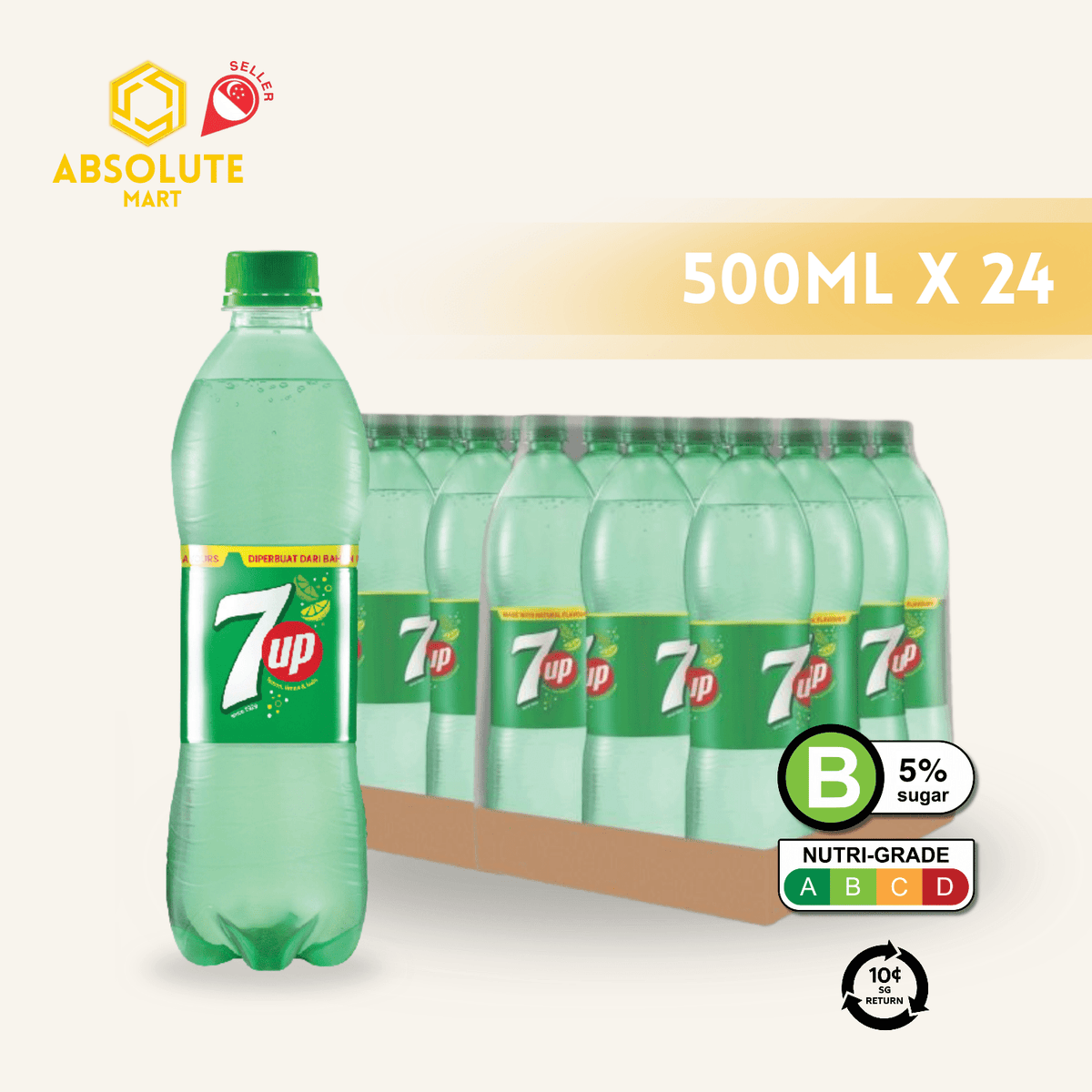 [BCRS] 7UP 500ML X 24 (BOTTLE) - ABSOLUTE MART[BCRS] 7UP 500ML X 24 (BOTTLE)Cola & Classic Sodas