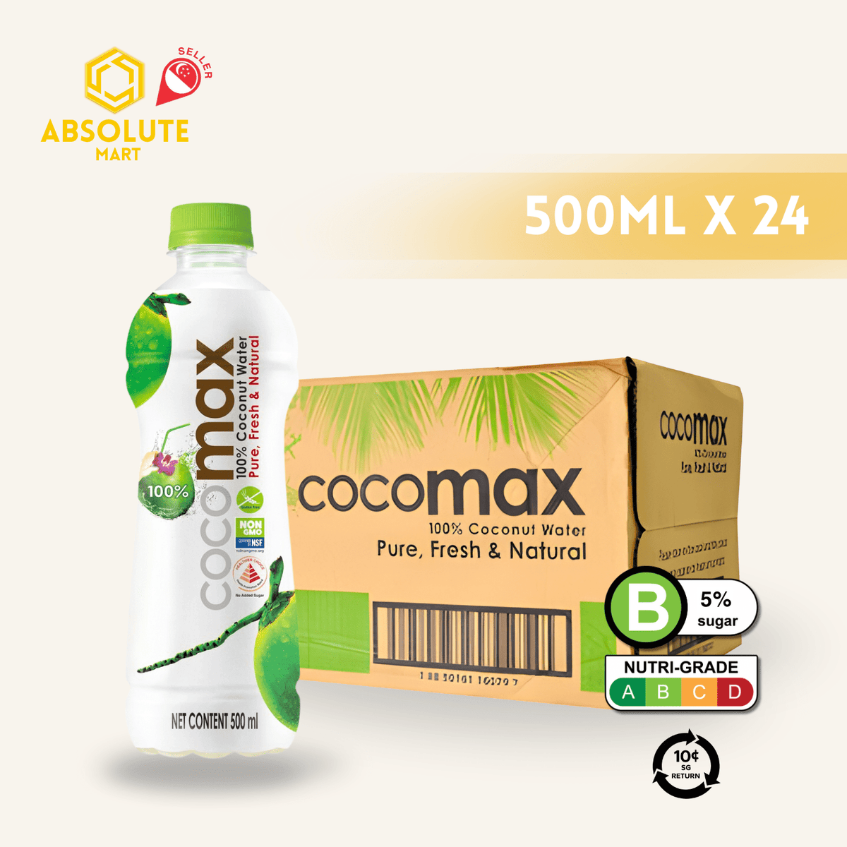 [BCRS] COCOMAX 100% Coconut Water 500ML X 24 (BOTTLE) - ABSOLUTE MART[BCRS] COCOMAX 100% Coconut Water 500ML X 24 (BOTTLE)Coconut Water