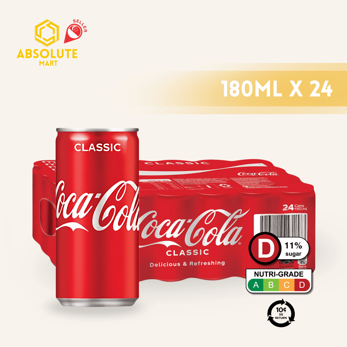 [BCRS] COKE Classic Mini 180ML X 24 (CAN) - ABSOLUTE MART[BCRS] COKE Classic Mini 180ML X 24 (CAN)Cola & Classic Sodas