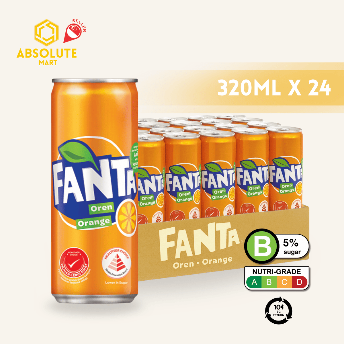 [BCRS] FANTA Orange 320ML X 24 (CAN) - ABSOLUTE MART[BCRS] FANTA Orange 320ML X 24 (CAN)Cola & Classic Sodas