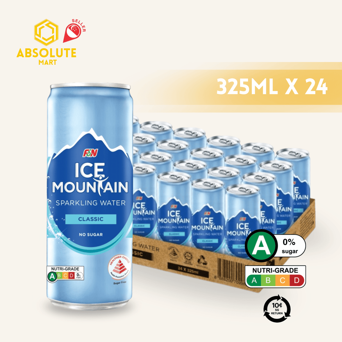 [BCRS] F&N Ice Mountain Sparkling Water Classic 325ML X 24 (CAN) - ABSOLUTE MART[BCRS] F&N Ice Mountain Sparkling Water Classic 325ML X 24 (CAN)Sparkling Water