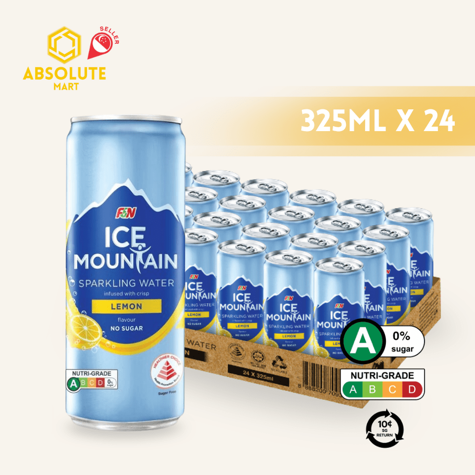 [BCRS] F&N Ice Mountain Sparkling Water Lemon 325ML X 24 (CAN) - ABSOLUTE MART[BCRS] F&N Ice Mountain Sparkling Water Lemon 325ML X 24 (CAN)Sparkling Water