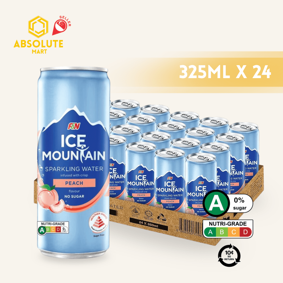[BCRS] F&N Ice Mountain Sparkling Water Peach 325ML X 24 (CAN) - ABSOLUTE MART[BCRS] F&N Ice Mountain Sparkling Water Peach 325ML X 24 (CAN)Sparkling Water