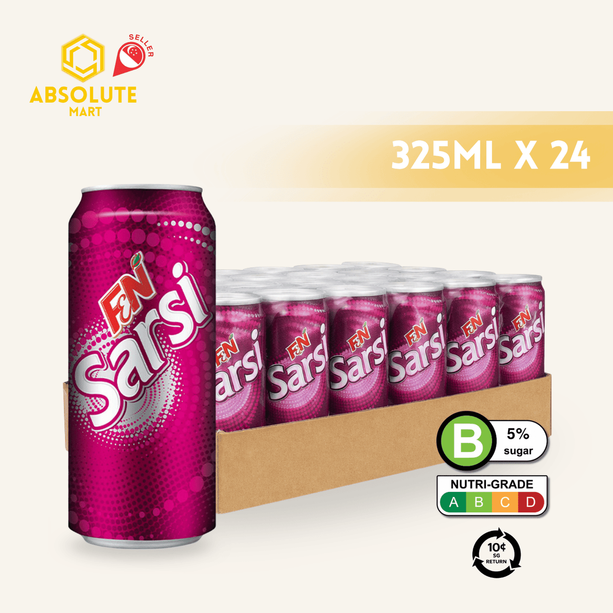 [BCRS] F&N Sarsi 325ML X 24 (CAN) - ABSOLUTE MART[BCRS] F&N Sarsi 325ML X 24 (CAN)Cola & Classic Sodas