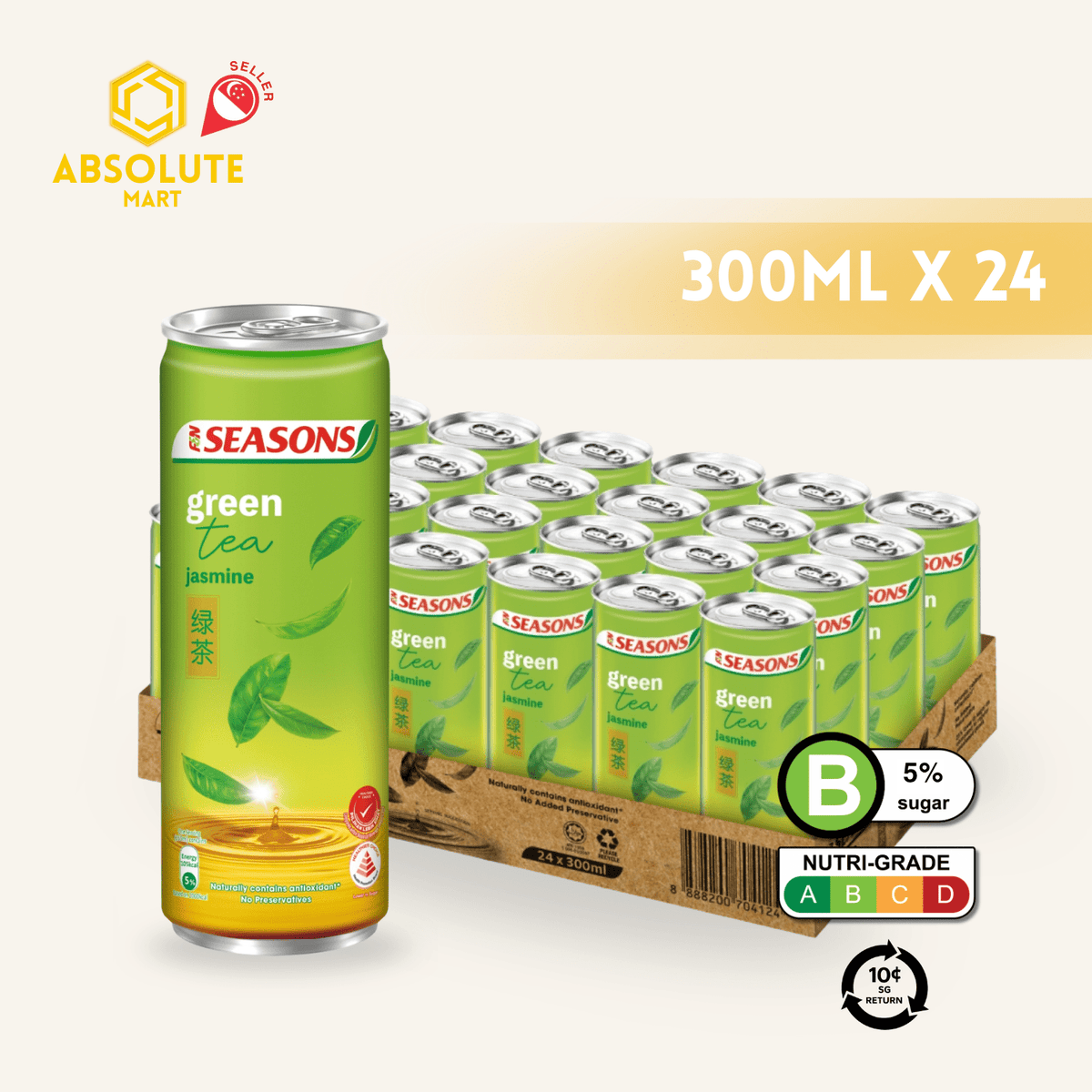 [BCRS] F&N SEASONS Jasmine Green Tea 300ML X 24 (CAN) - ABSOLUTE MART[BCRS] F&N SEASONS Jasmine Green Tea 300ML X 24 (CAN)Flavoured & Milk Tea