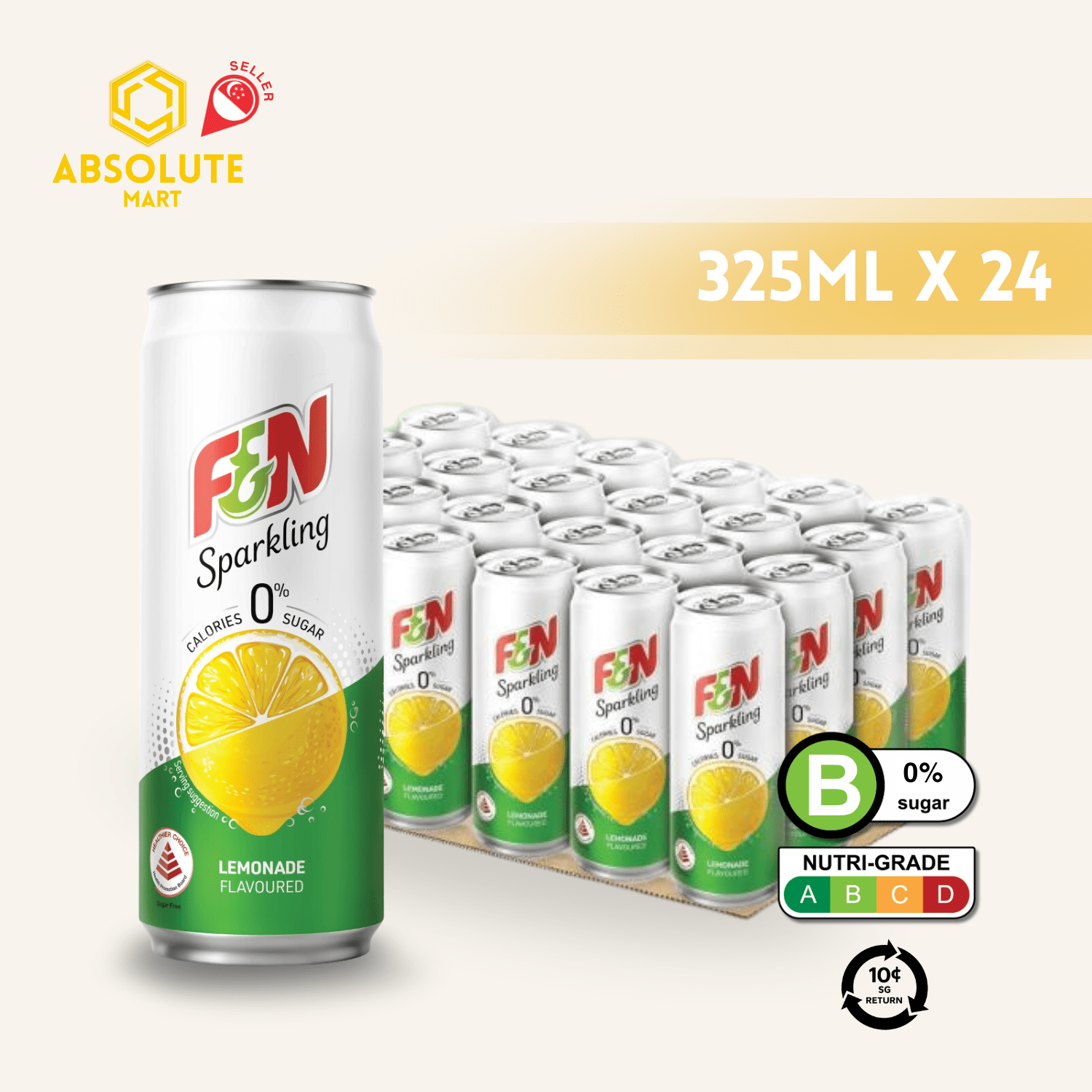[BCRS] F&N Sparkling Lemonade Zero 325ML X 24 (CAN) - ABSOLUTE MART[BCRS] F&N Sparkling Lemonade Zero 325ML X 24 (CAN)Fruity Sparkling Drinks