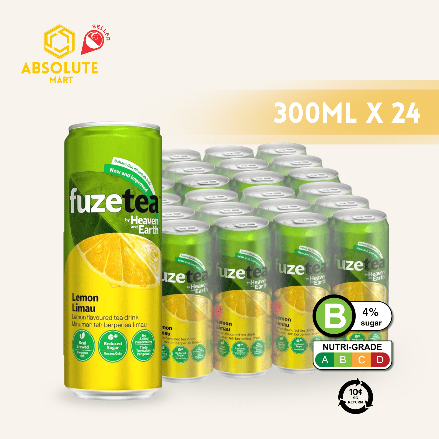 [BCRS] H&E Fuze Lemon Tea 300ML X 24 (CAN) - ABSOLUTE MART[BCRS] H&E Fuze Lemon Tea 300ML X 24 (CAN)Flavoured & Milk Tea