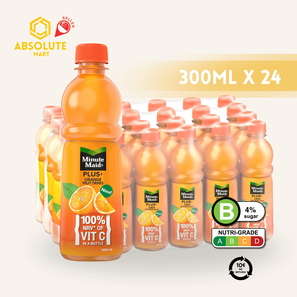 [BCRS] MINUTE MAID PLUS Orange 300ML x 24 (BOTTLE) - ABSOLUTE MART[BCRS] MINUTE MAID PLUS Orange 300ML x 24 (BOTTLE)Juices