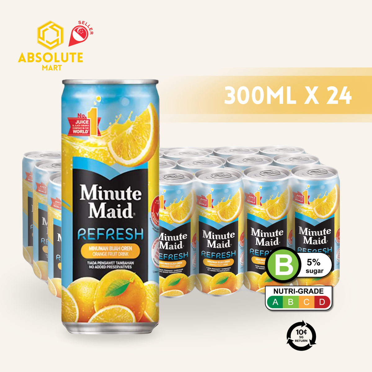 [BCRS] MINUTE MAID Refresh Orange 300ML X 24 (CAN) - ABSOLUTE MART[BCRS] MINUTE MAID Refresh Orange 300ML X 24 (CAN)Juices