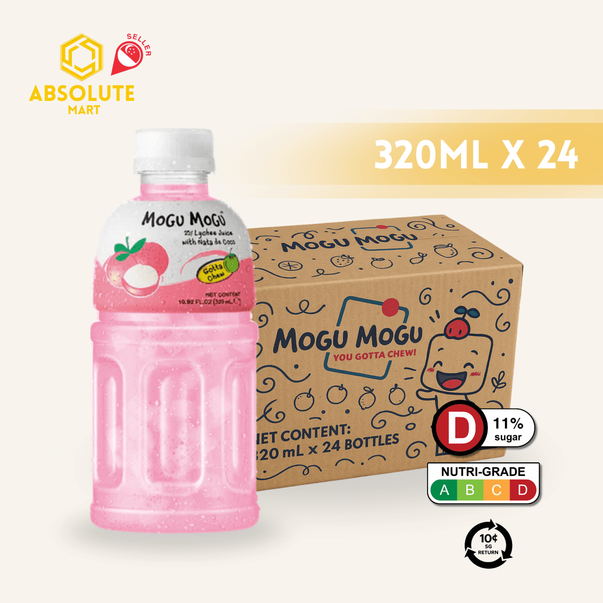 [BCRS] MOGU MOGU Lychee 320ML X 24 (BOTTLES) - ABSOLUTE MART[BCRS] MOGU MOGU Lychee 320ML X 24 (BOTTLES)Fruit Drinks
