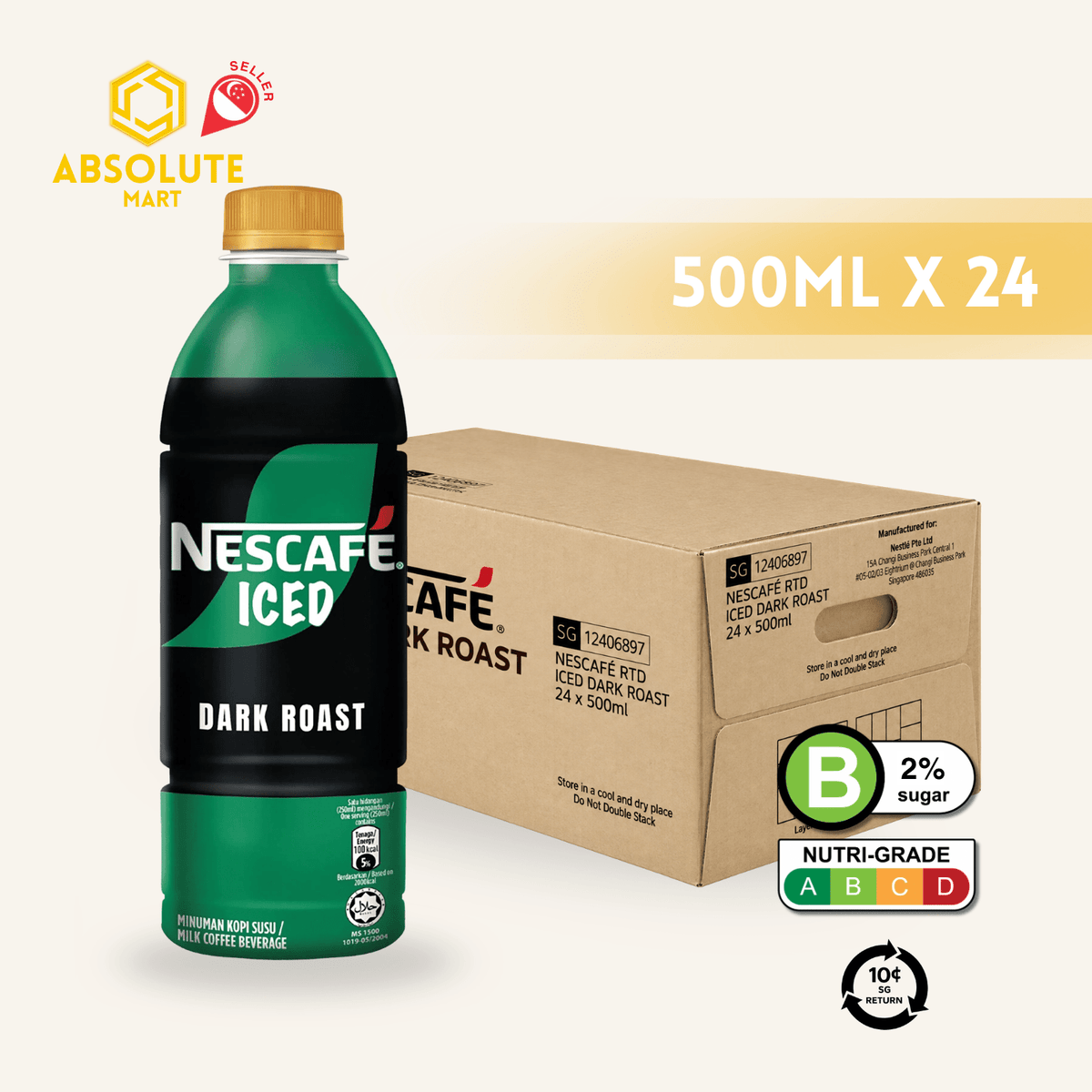 [BCRS] NESCAFE Iced Dark Roast 500ML X 24 (BOTTLE) - ABSOLUTE MART[BCRS] NESCAFE Iced Dark Roast 500ML X 24 (BOTTLE)Ready To Drink Coffee